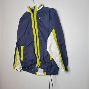 Nike S Zip Up Track Jacket Swisher Athletic Lightweight Blue White Chartreuse
